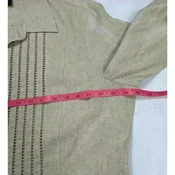 Sag Harbor VTG Womens LG/XL Tan Button Up Blouse and Pants 2 pc Set Linen Blend - Picture 4 of 16